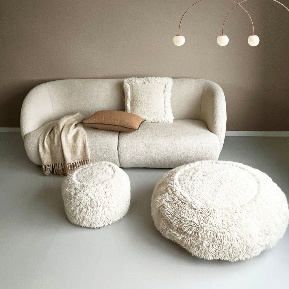 Malagoon Eboya pouf - off-white - Ø 50cm H 35cm 100% wool