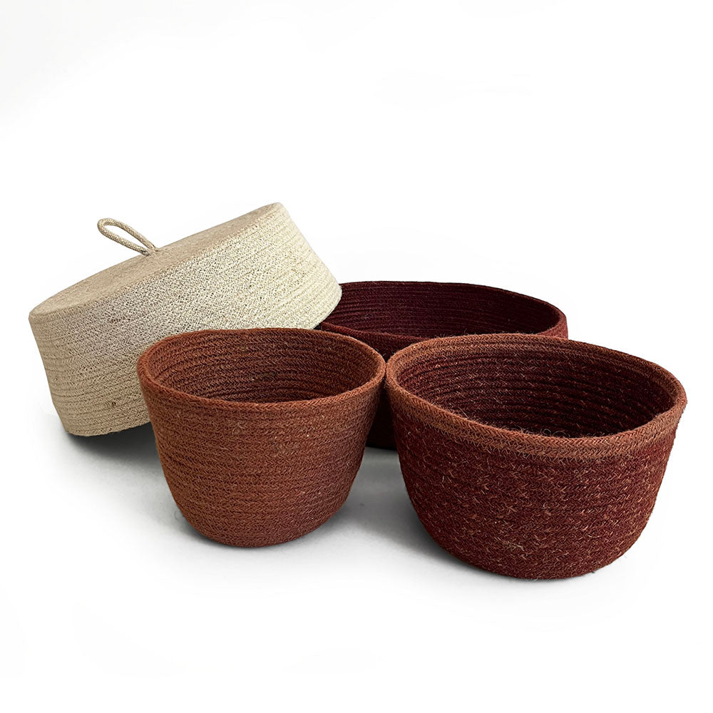 Malagoon basket lombok set of 3 -cinnamon brown- 34x25cm, 26x15cm, 20x15cm jute