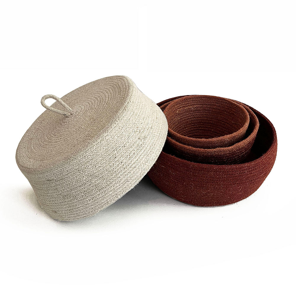 Malagoon basket lombok set of 3 -cinnamon brown- 34x25cm, 26x15cm, 20x15cm jute