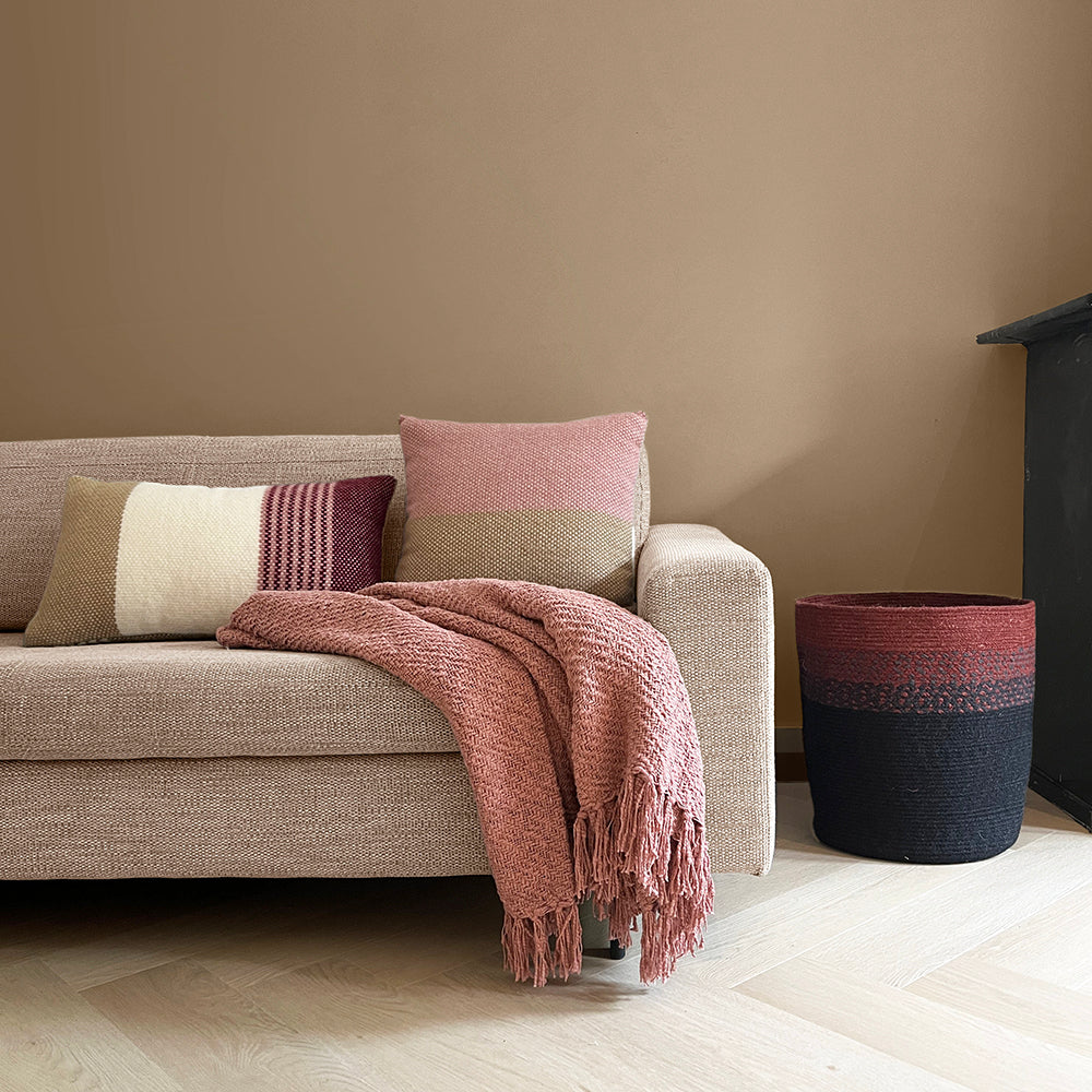 Malagoon cushion Festivity rectangle -maroon beige- 35x60cm 100% wool
