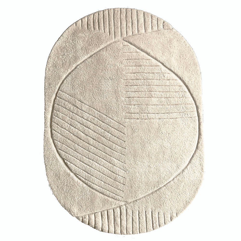 Malagoon rug Oval Funky - cream white - 157x238cm 100% wool