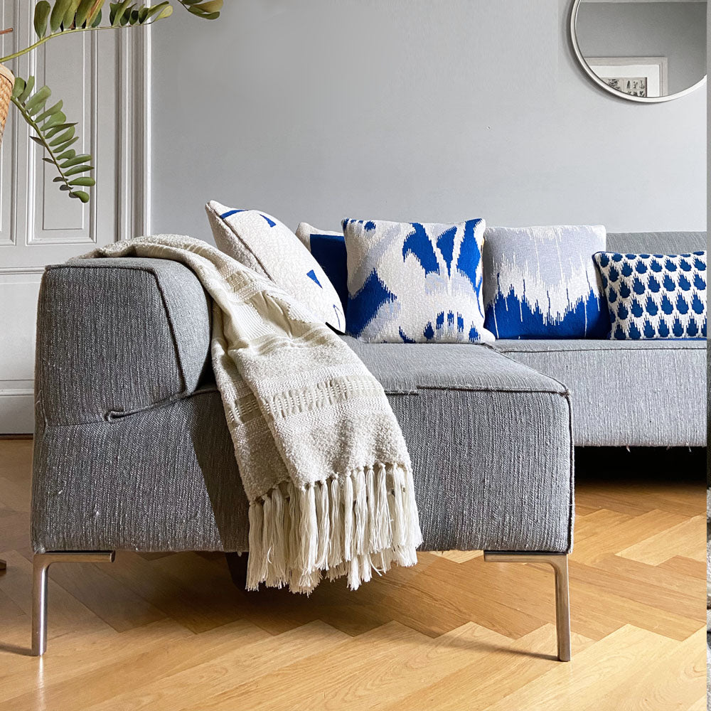 Malagoon Botanic mini cushion - blue - 35x60cm 100% organic cotton