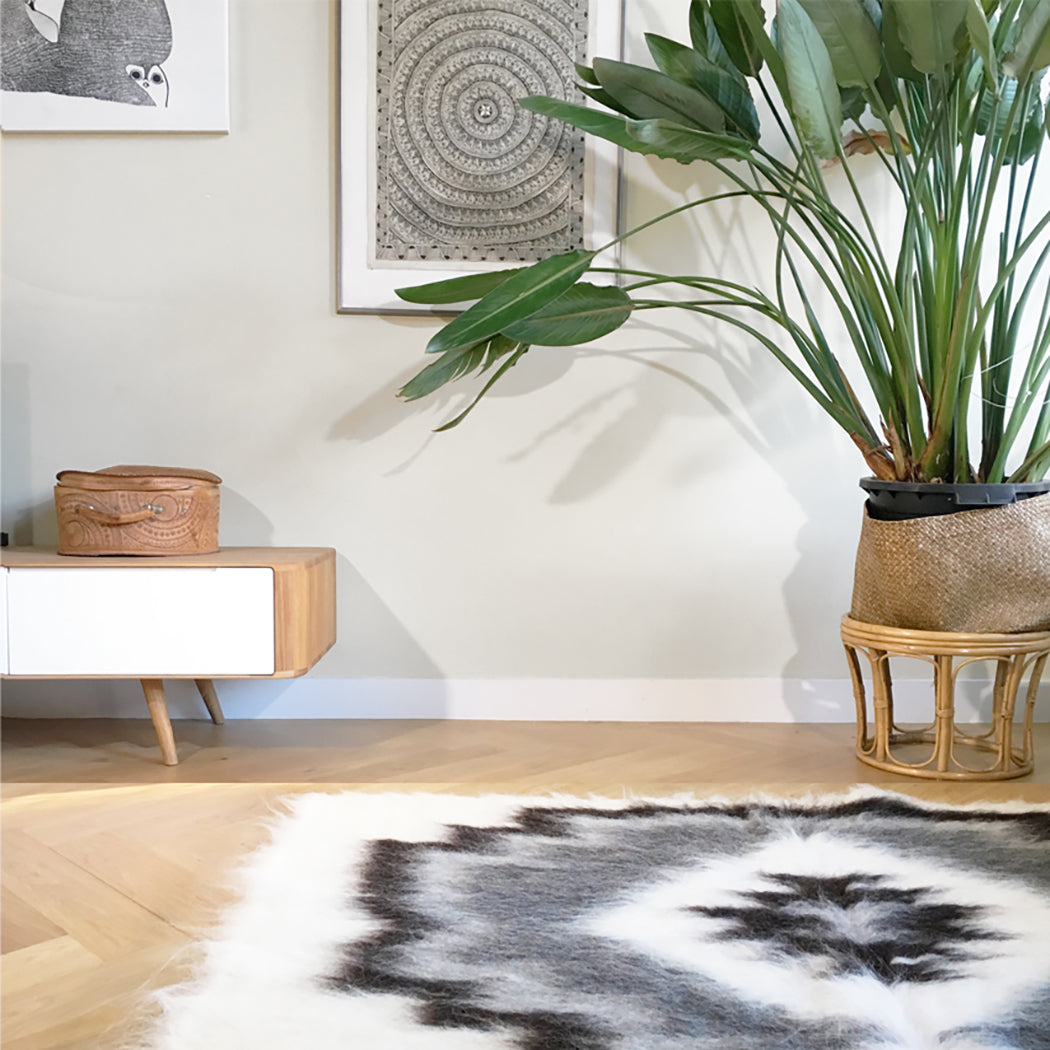 Malagoon rug Pattern 4 - off-white, shades of grey - 150x200cm 100% wool
