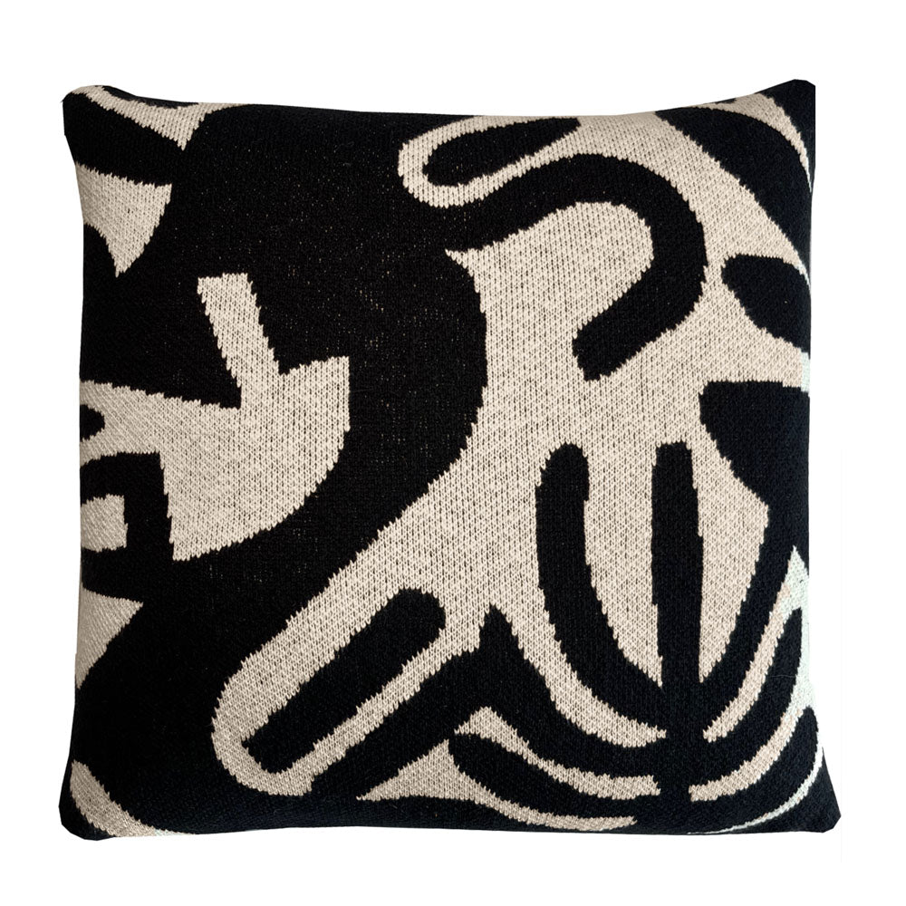Malagoon cushion Floral Victory - black - 50x50cm 100% organic cotton