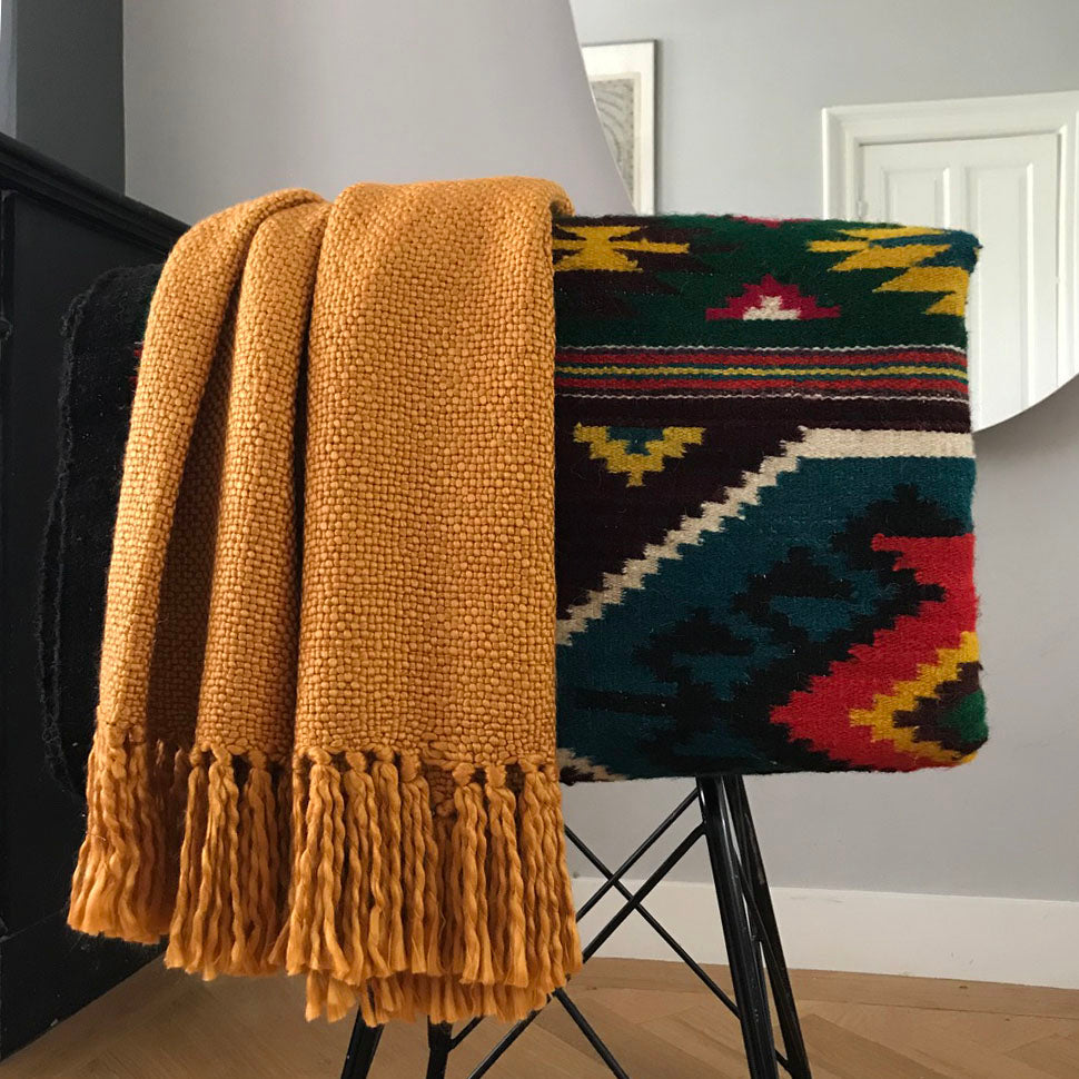 Malagoon throw Inca - ochre yellow - 125x150cm