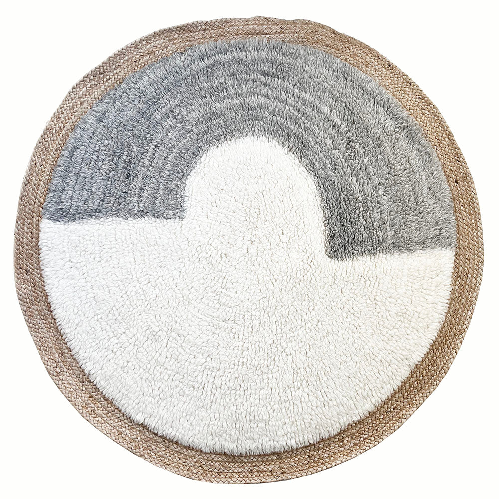 Malagoon rug Nimba - off-white - Ø 120cm 100% wool, jute border
