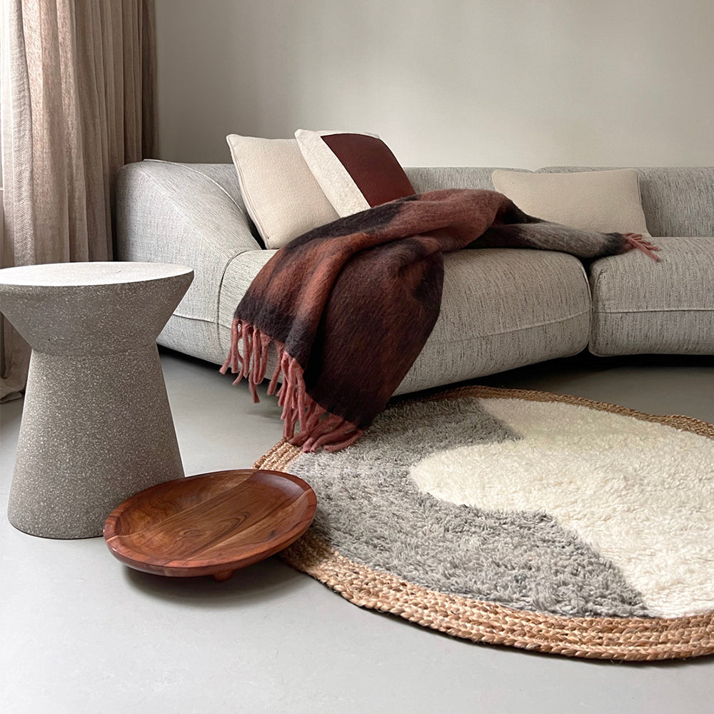 Malagoon rug Nimba - off-white - Ø 120cm 100% wool, jute border