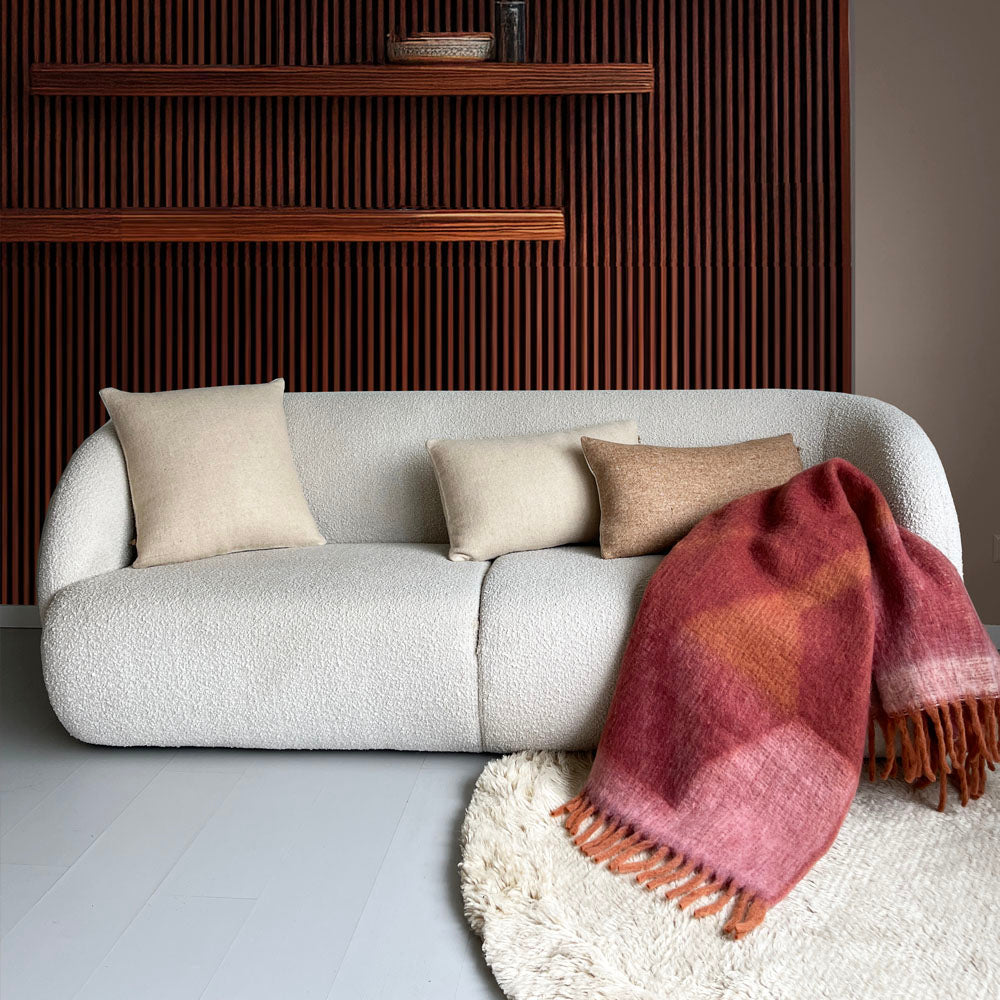 Malagoon cushion - beige reversible - 35x60cm recycled wool