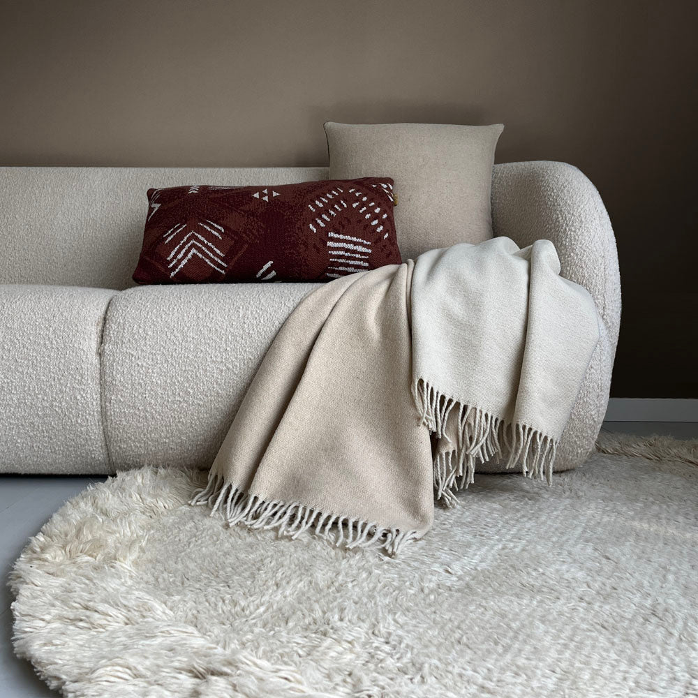 Malagoon cushion - beige reversible - 50x50cm recycled wool