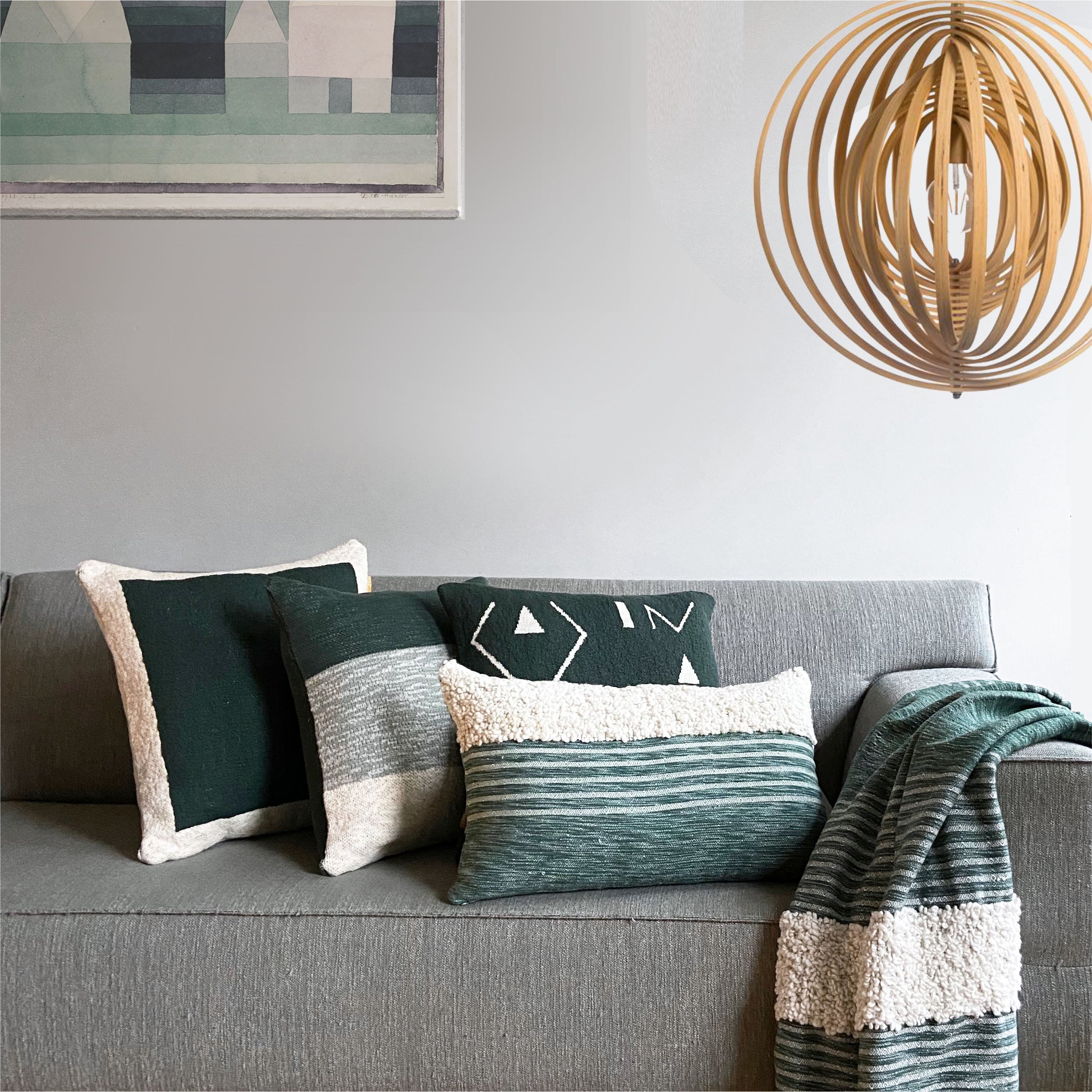 Malagoon Tribal throw - green mélange - 125x150cm