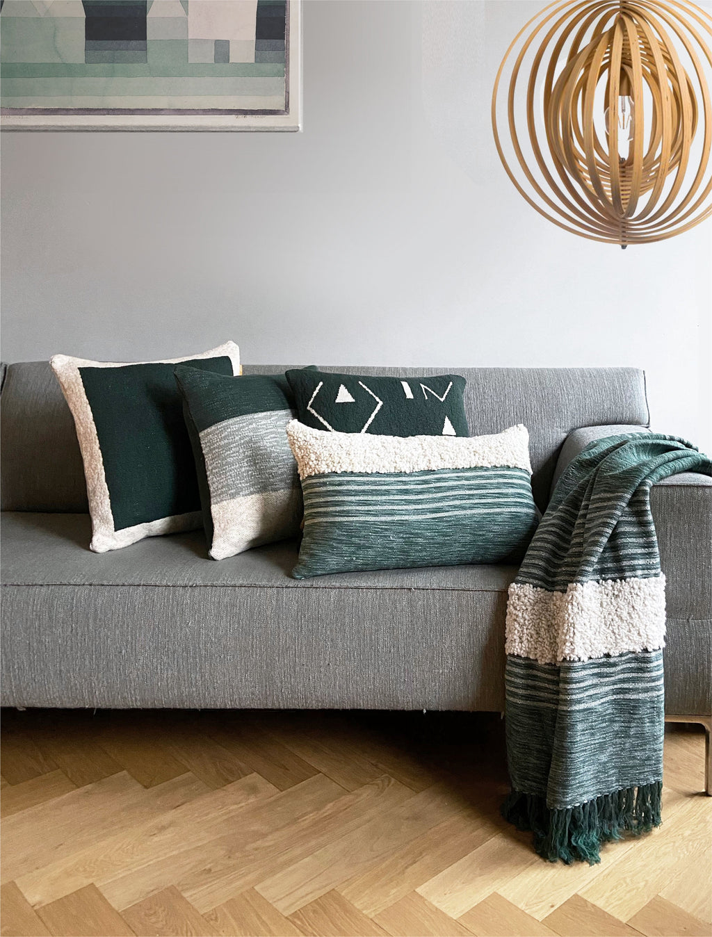 Malagoon Tribal throw - green mélange - 125x150cm