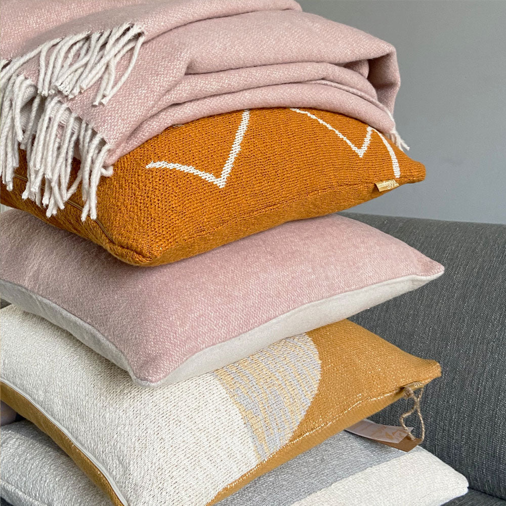Malagoon Fantasy cushion - ochre yellow - 50x50cm 100% organic cotton