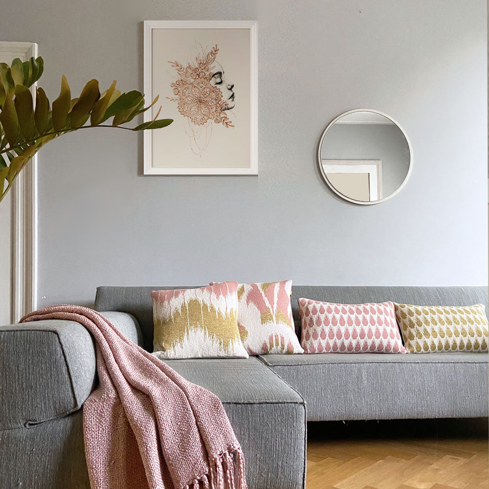 Malagoon Wave cushion - pink - 50x50cm 100% organic cotton